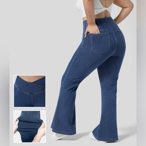 Halara High Waisted Crossover Pocket
Stretch Knit Plus Size Super Flare Jeans 2X